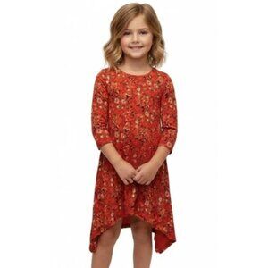 3/$25 Old Navy Flower girl kids size 8 asymmetrical red dress flowers pattern